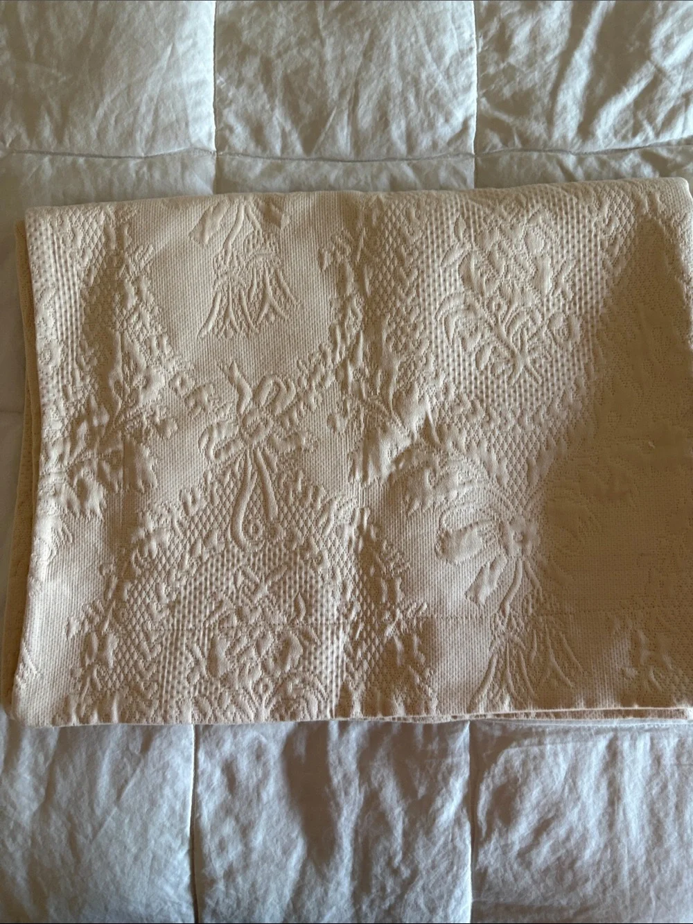Embroidered Ivory standard size sham new never used SFERRA